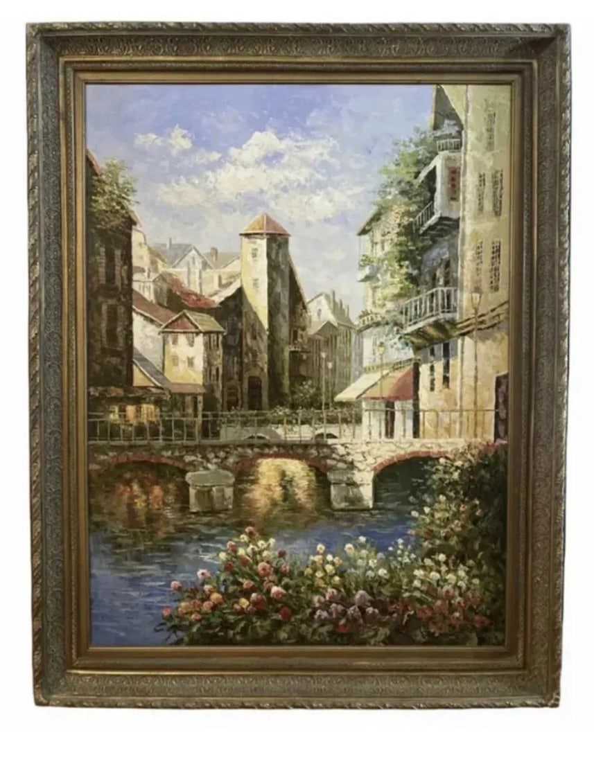 60In H Huge Venice Oil on Canvas Painting: Oil on Canvas - Measurements: 60in H x 47 in L