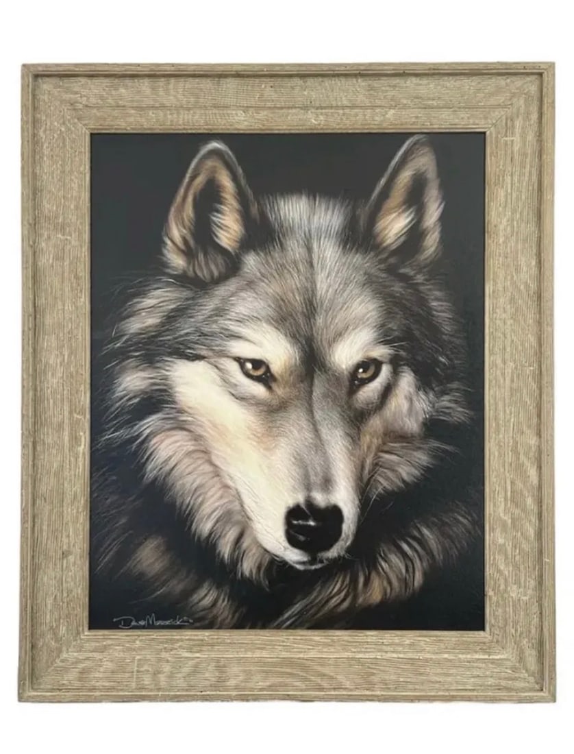 Dave Merrick Wolf Framed Print: Measurements: 40 in H x 34 in L