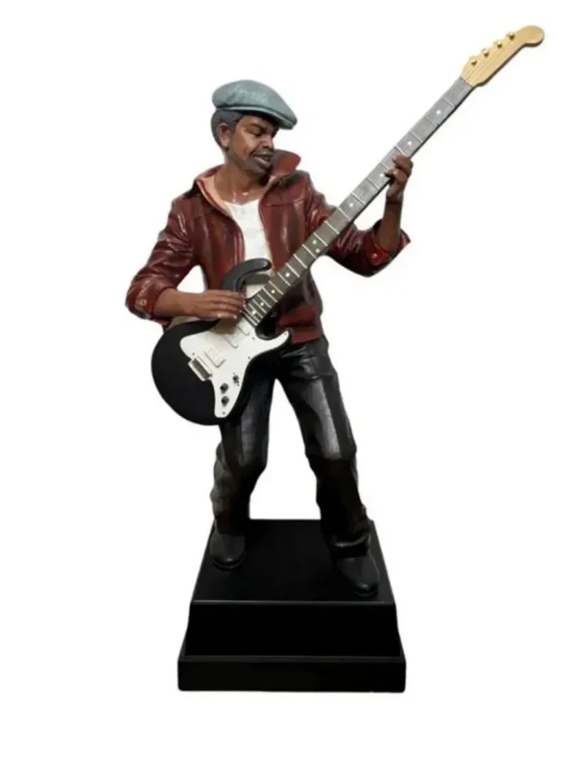 Musician Statue Playing Bass Guitar: Measurements: 45 in x 32 in
