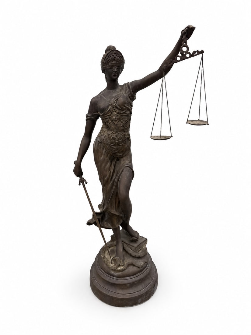Life Size Blind Justice Lady Bronze Sculpture: Measurements: 67 in H x 35 in