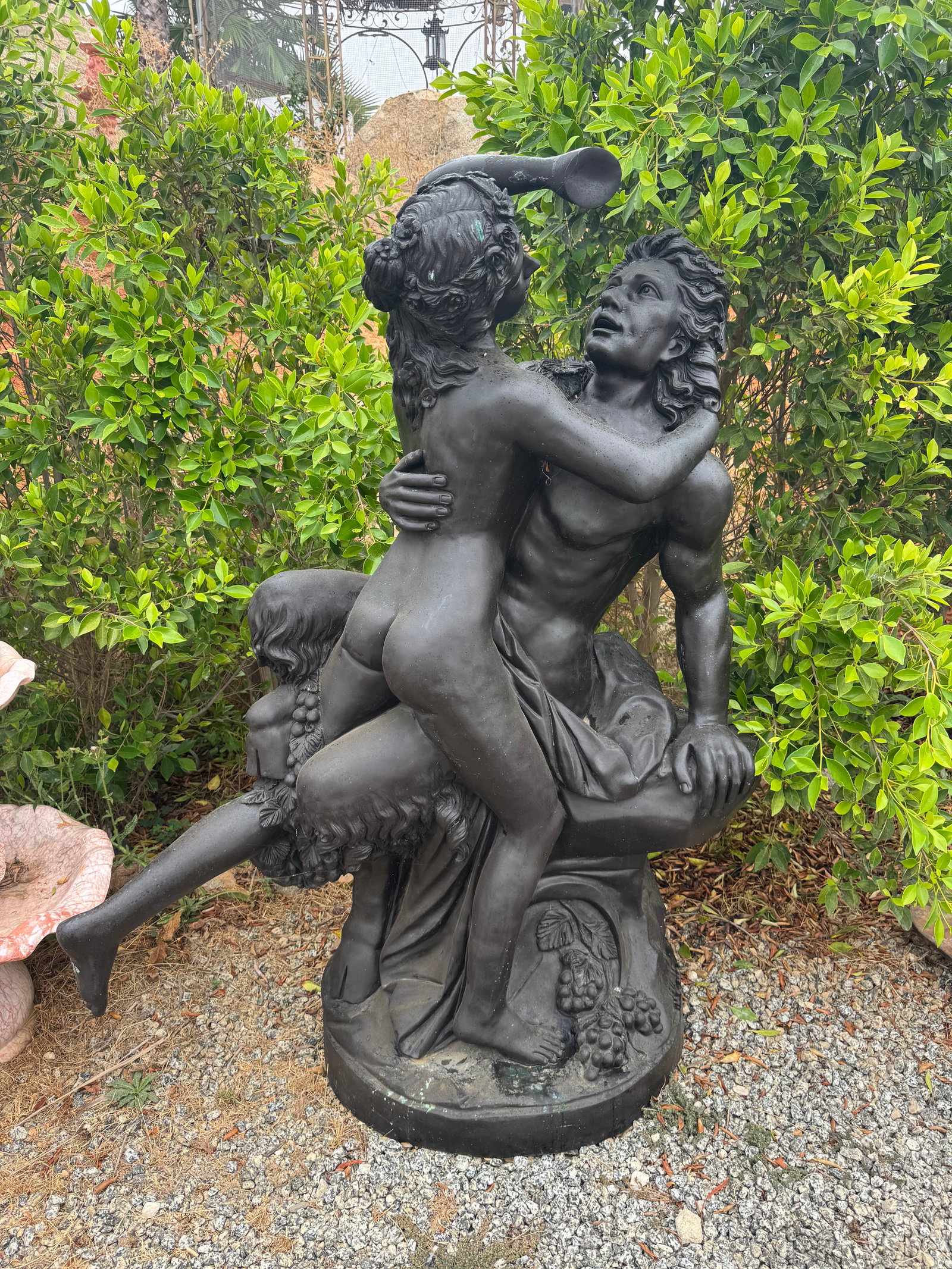 Life Size Nymph and Satyr bronze sculpture: Measurements: 67 in H x 35 in
