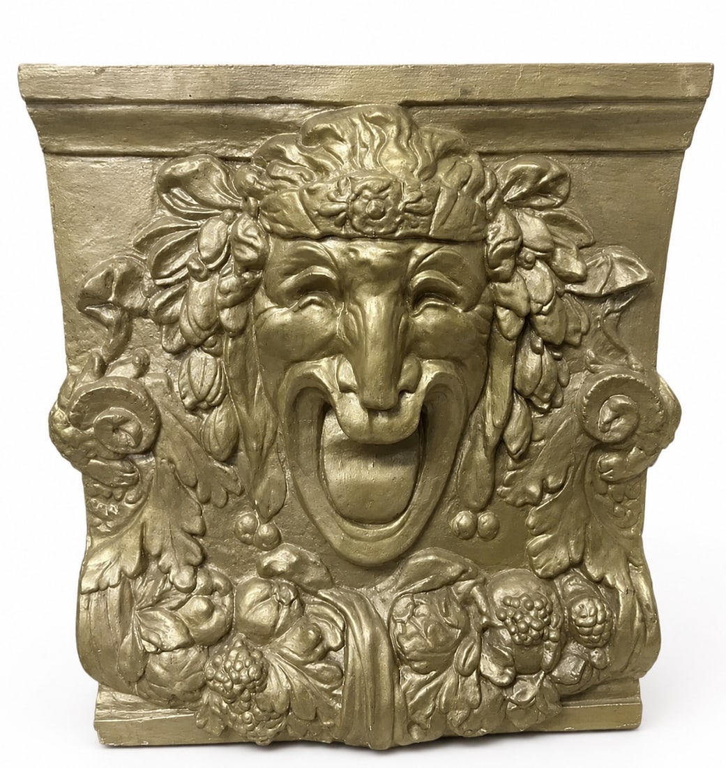 Huge Medieval Bacchus Comedy And Tragedy Style Corbel: Measurements: 30 in x 26 in