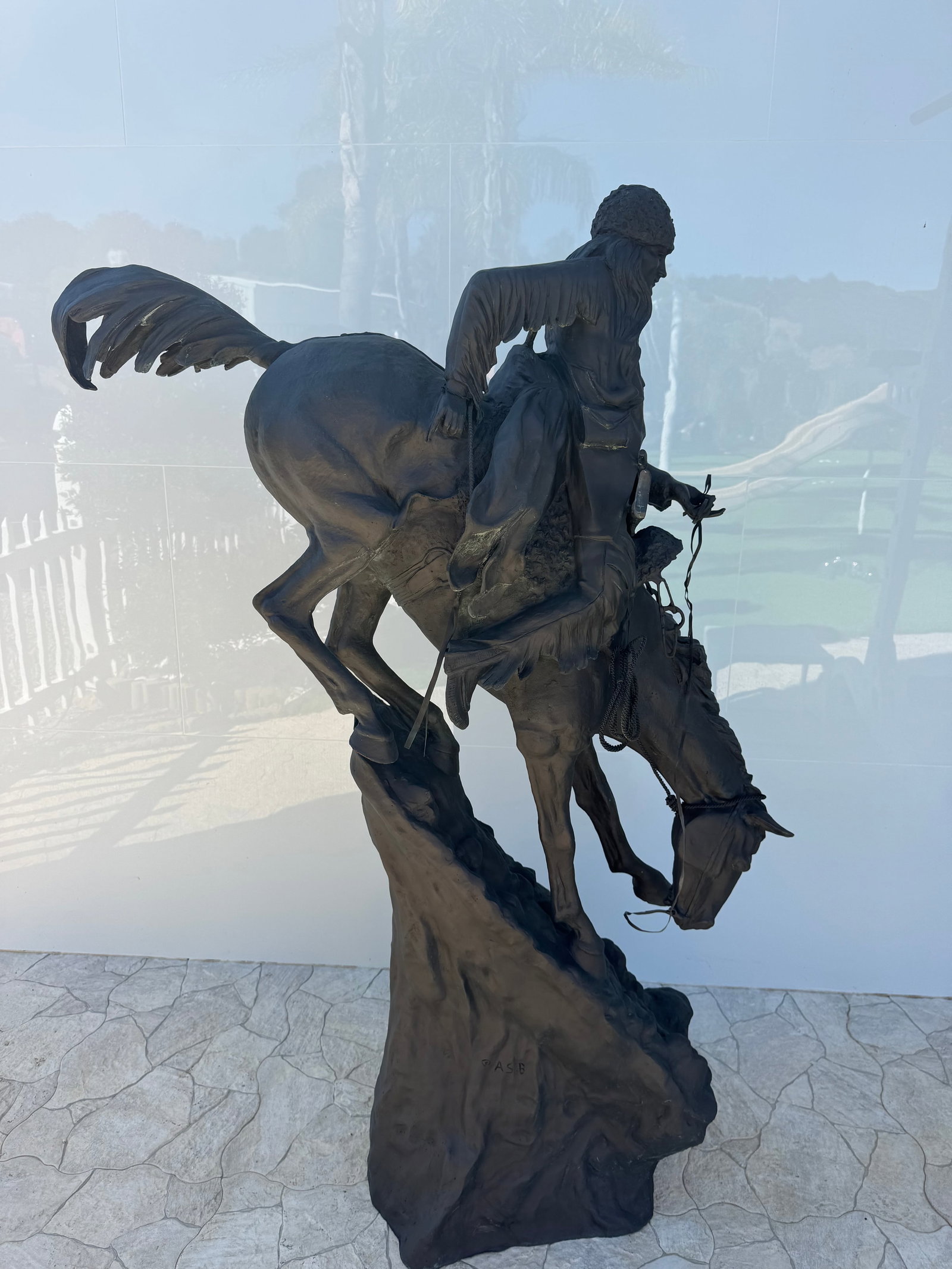 Life Size Mountain Man Bronze Sculpture signed Frederic Remington: size: 70” tall