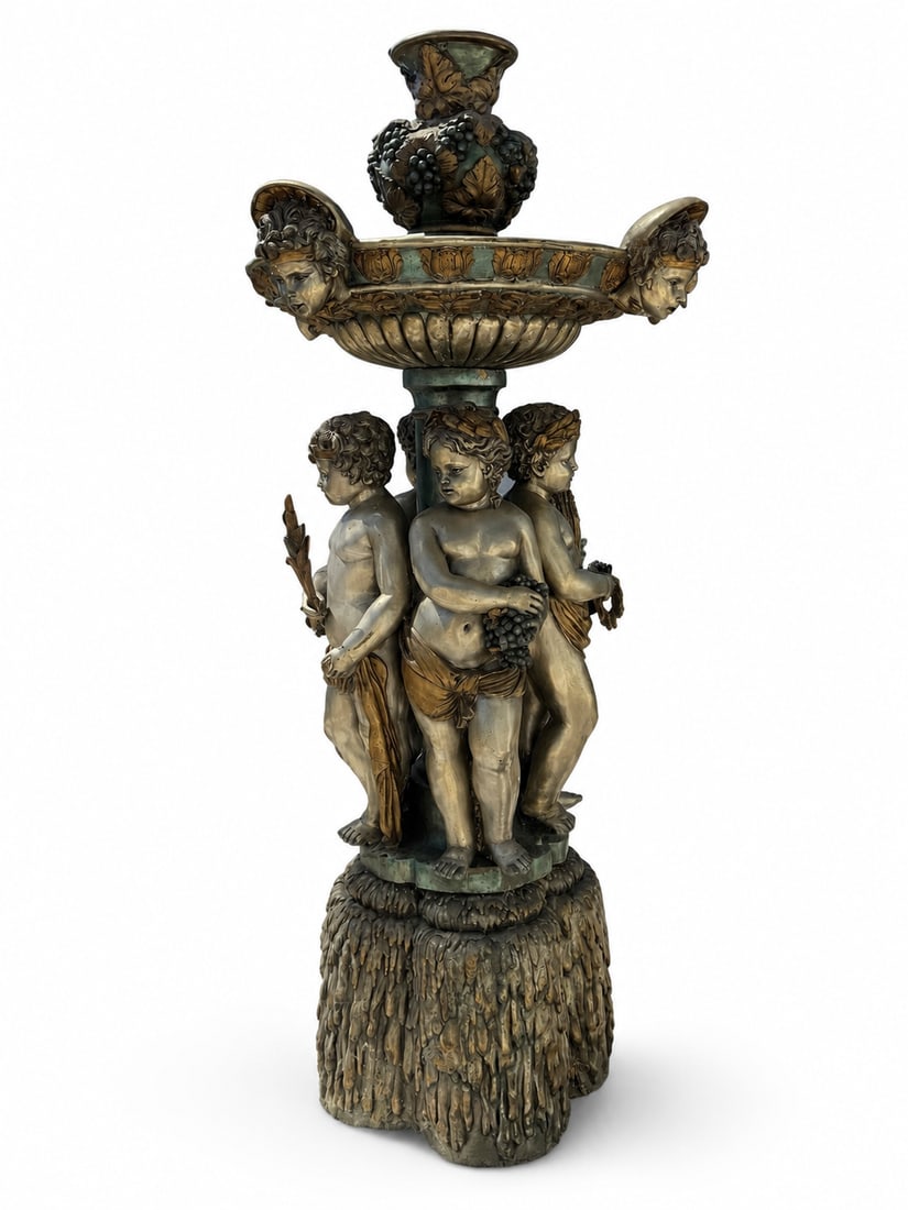Cherubs Bronze Fountain Sculpture: Measurements: 74 in x 40 in
