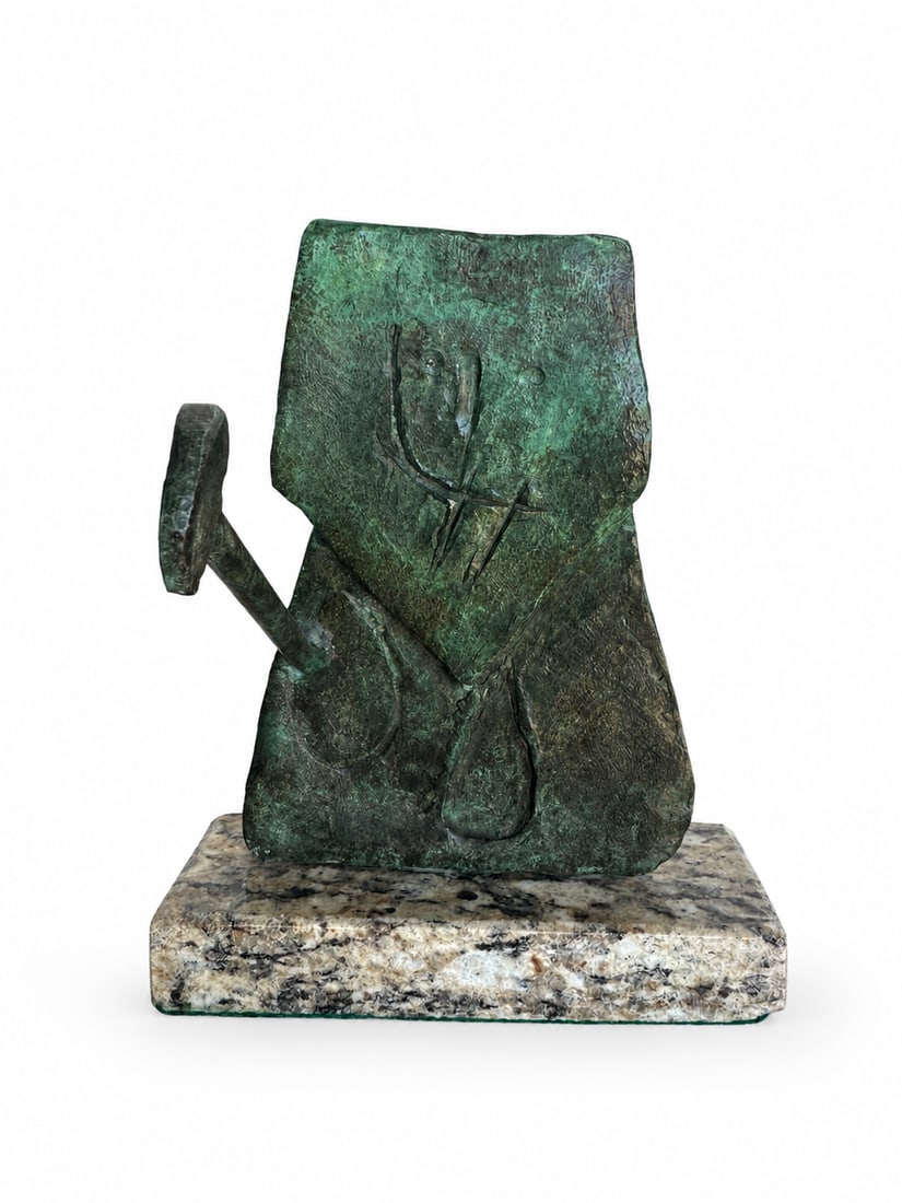 J. Miro Large Bronze Sculpture: Size: 9 in x 7 inx x 3