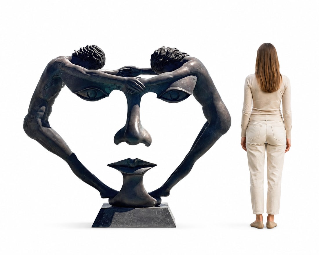 Life Size Bronze Sculpture “ We two together”: size: 72 in H x 64 in x 40”