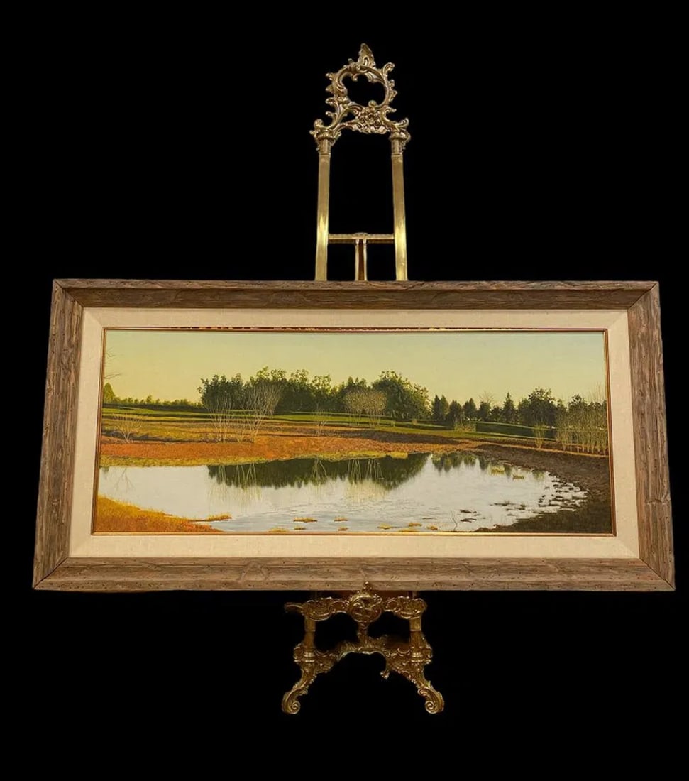 Walt Johnston Authentic Landscape Oil Painting: Oil on Panel - Signed. 56 in Lx 28 in H (framed) Actual Size of the Painting: 47 in L x 18 1/2
