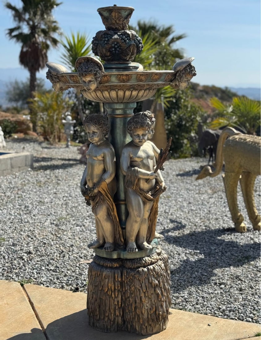 Large Cherubs Bronze Sculpture Fountain: Size:80 in x 40 in