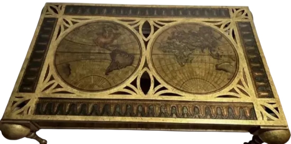 Huge Iron and Glass World Map Coffee Table - 2