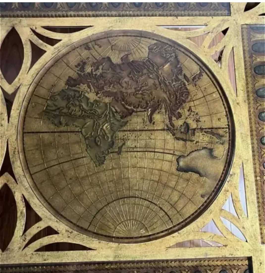 Huge Iron and Glass World Map Coffee Table - 3