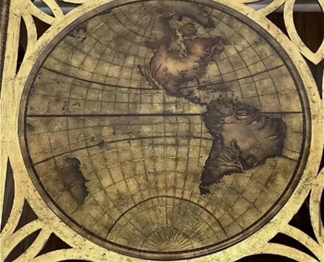 Huge Iron and Glass World Map Coffee Table - 4