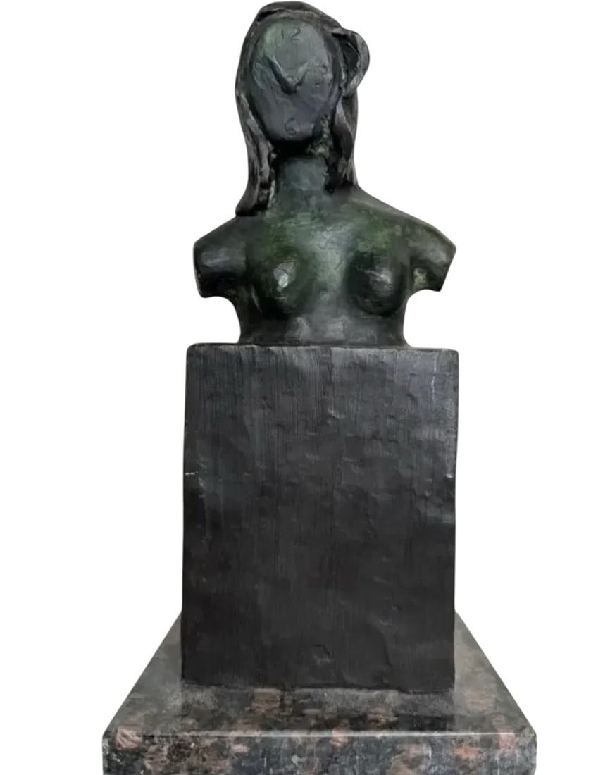 Salvador Dali Abstract Woman Clock Bronze Sculpture: Size: 12 in x 6 in x 4 in