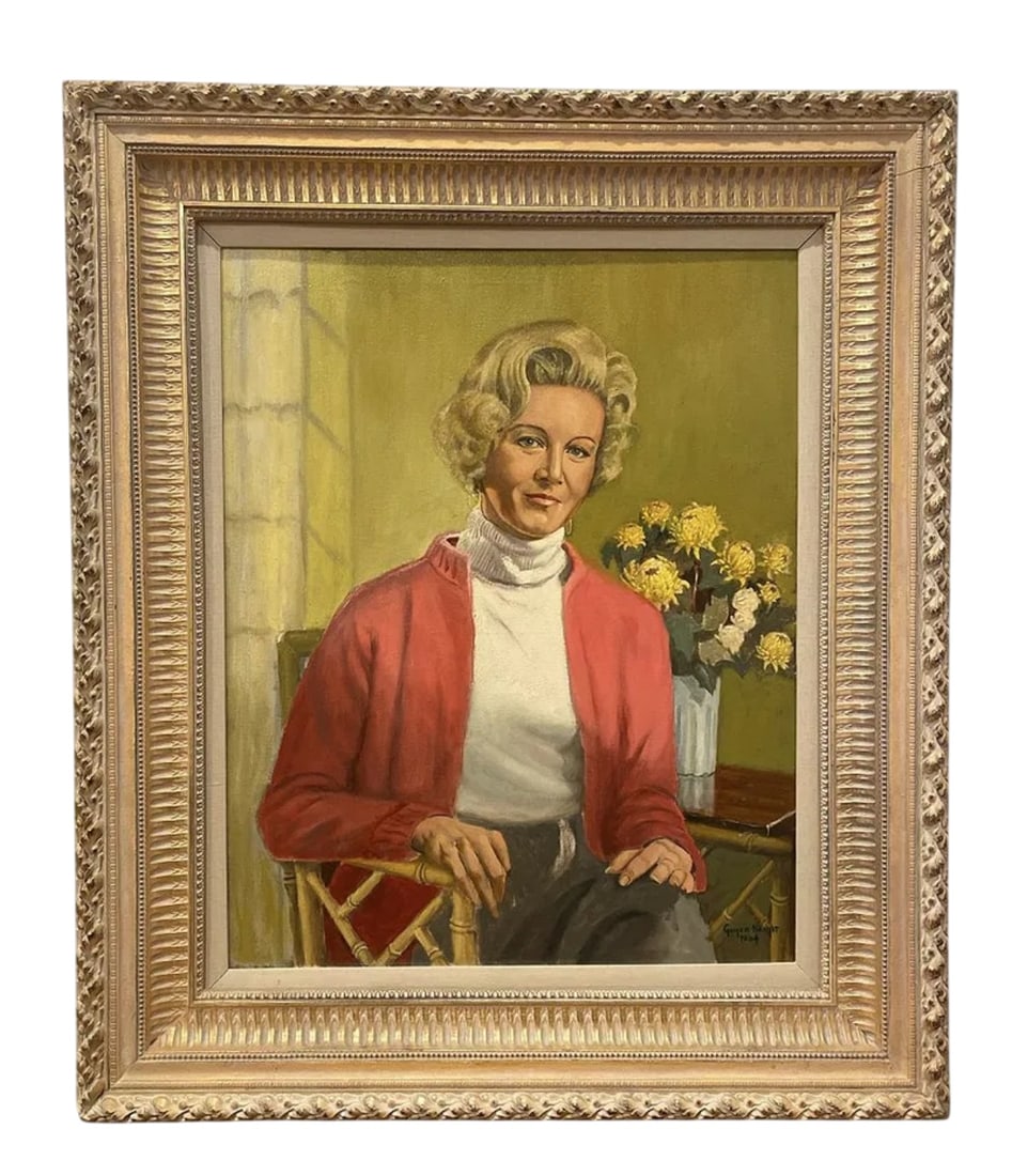 1984 Woman Portrait Oil on Canvas Painting SIGNED: SIZE: 41 X 25 IN