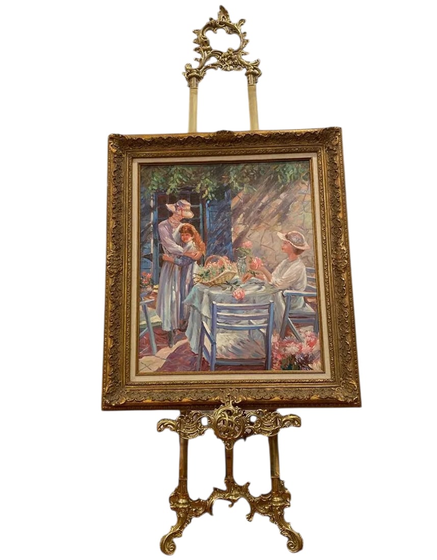 Rose Garden oil Painting by W. Sallman: SIZE:31X27 IN