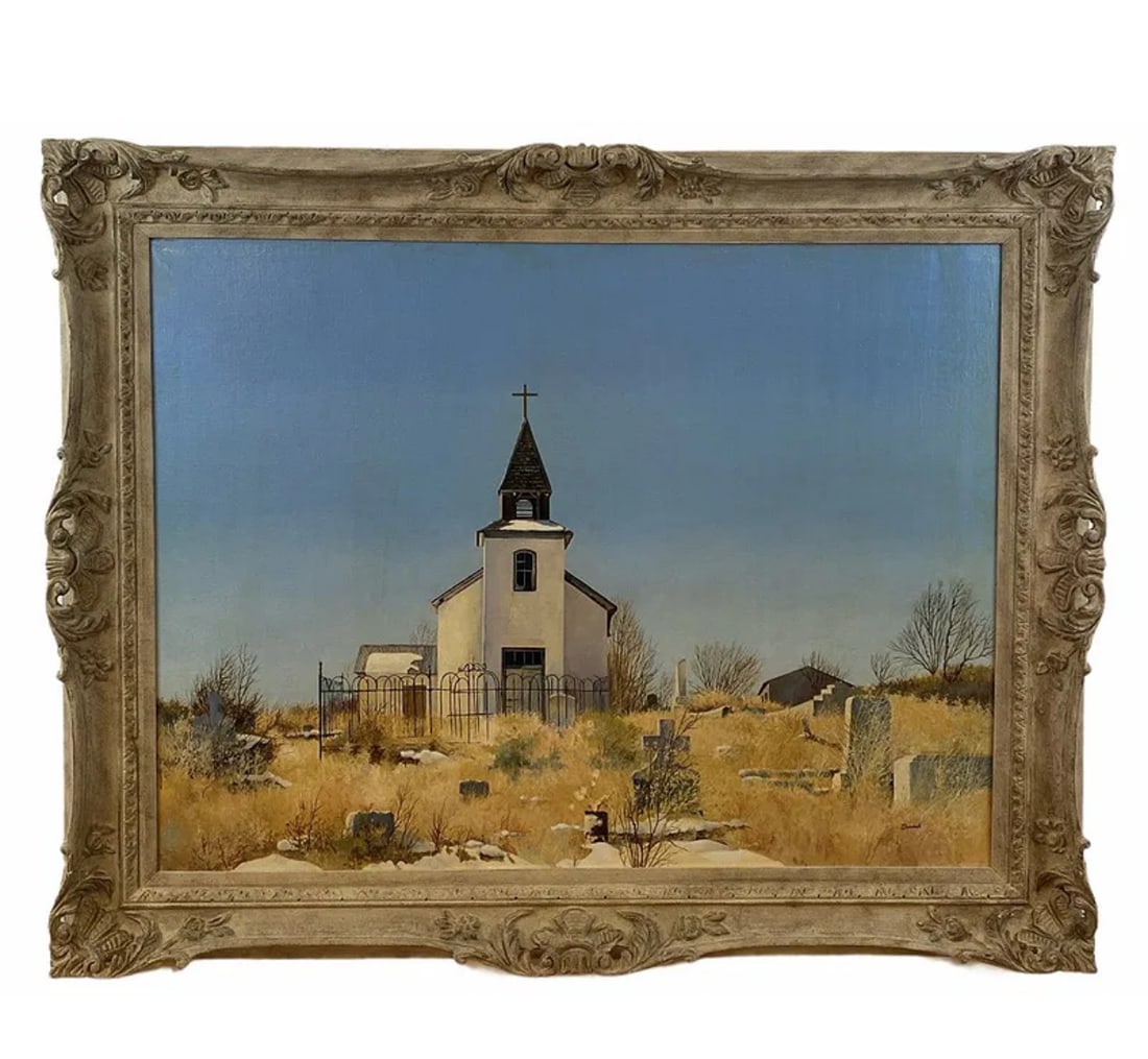 Church Landscape Oil Painting by Tom Darrah: Size: 47x 38 in