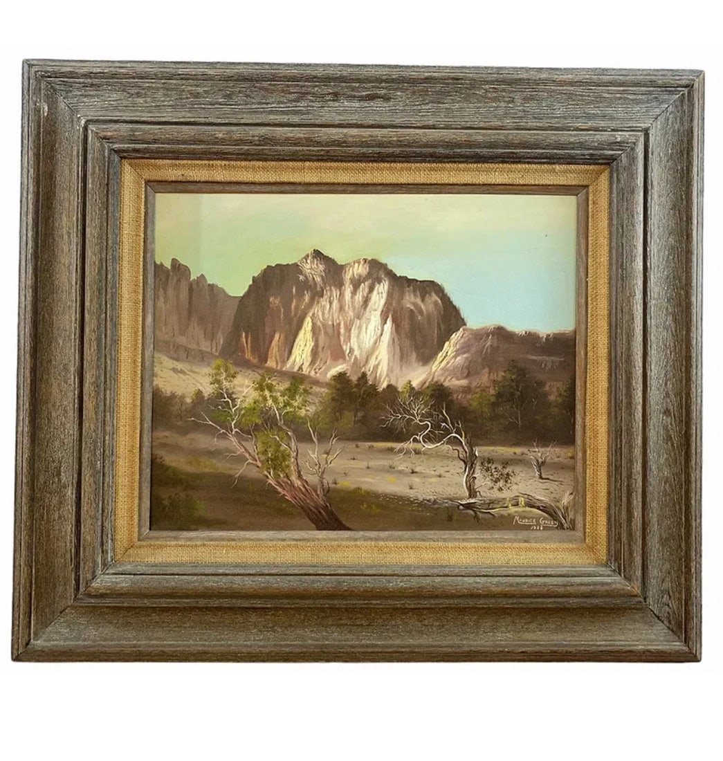 1984 Landscape Oil Painting by Maurice Green: Oil Painting by Maurice Green -Frame: 31 1/2 x 27 1/2 -