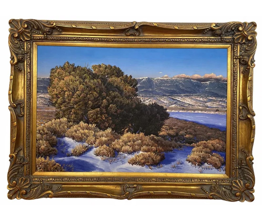 Landscape Mointain Oil Painting by Hector Morales: frame: 44 in L x 32 in H