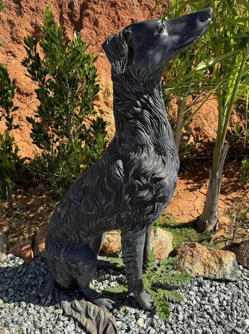 Life Size Bronze Dog Sculpture: Size: 40 in x 26 in