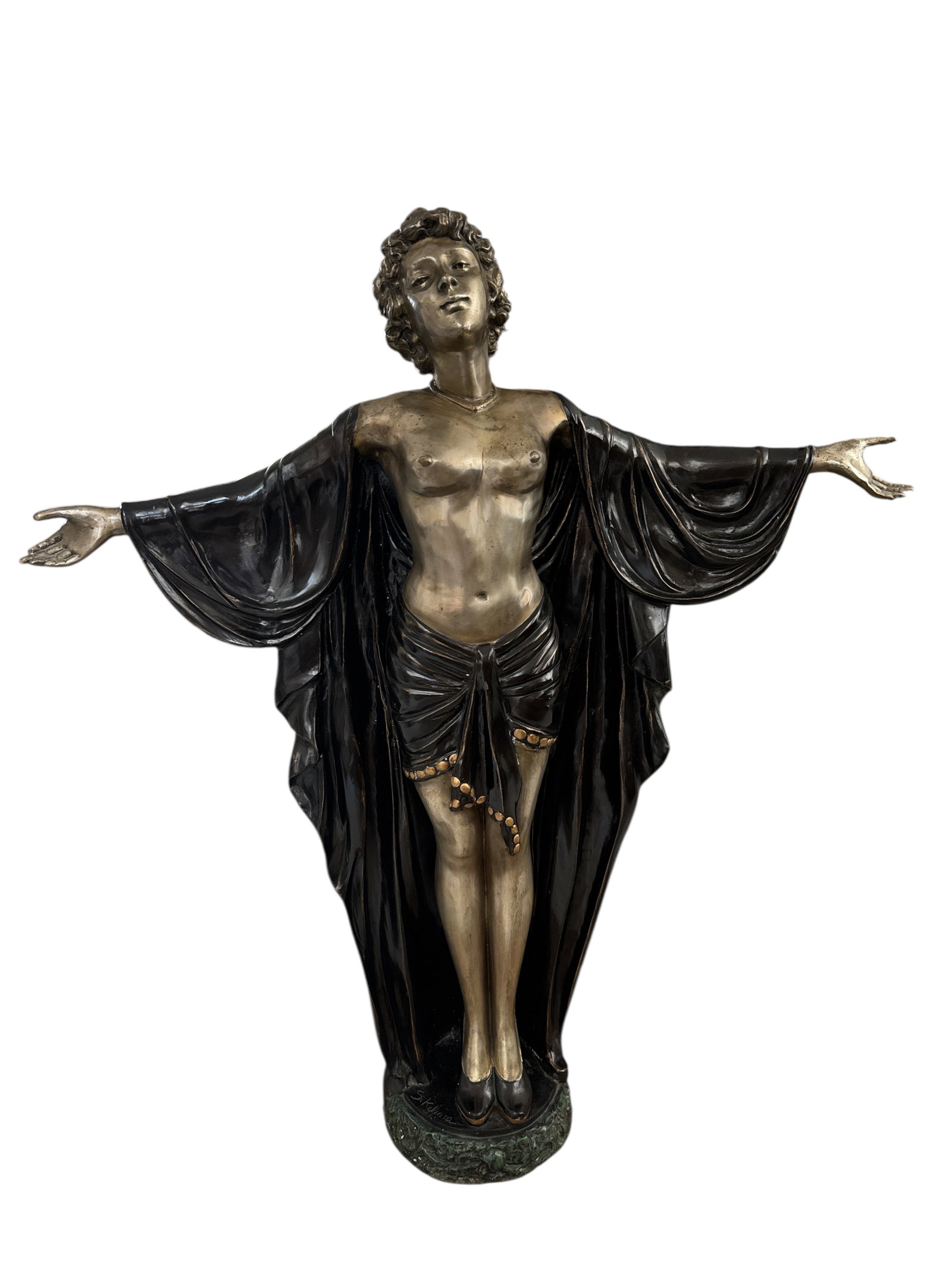 Life Size Woman Sculpture Signed: SIZE: 55 IN X 45 IN