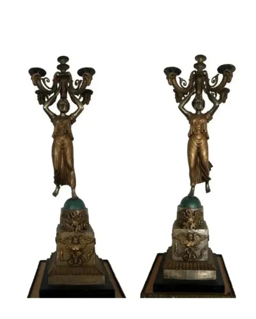 Pair of French Style Candelabras Set: Size: 39 in x 10 in x 10 in