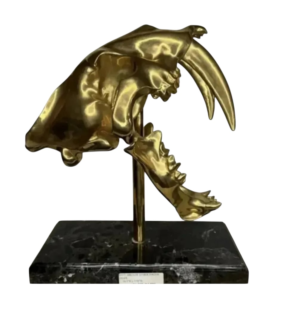 Large Bronze Saber-Toothed Tiger: Size: 16 in H 13 IN X 5 IN