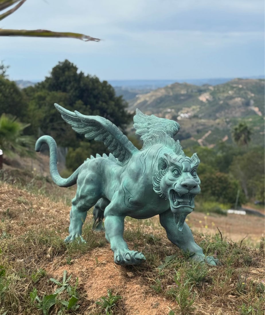 Life Size Bronze Mythology Gargolye Bronze Sculpture: Size: 75 in L