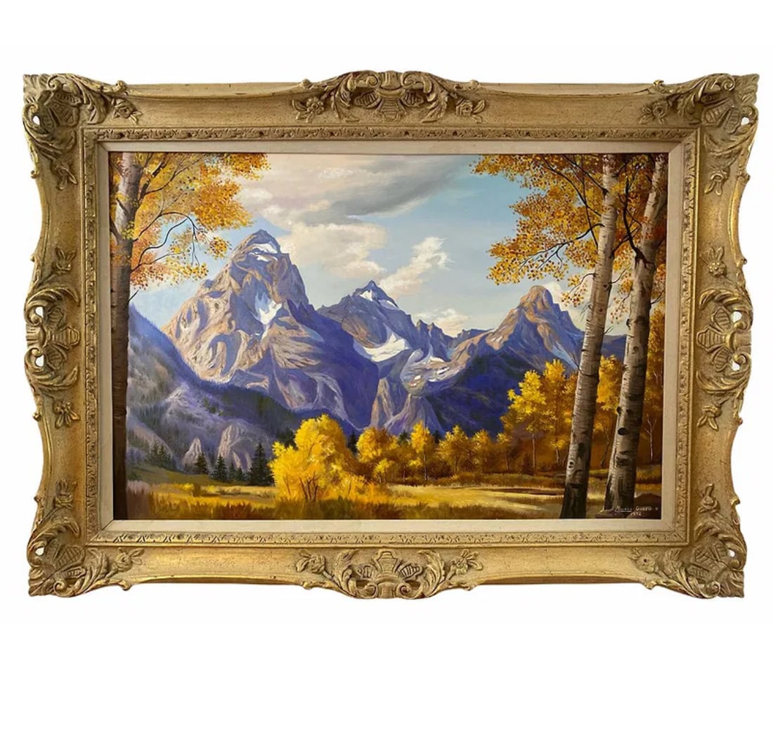 Landscape 1991 Maurice Green Oil Painting: Oil on Canvas - measurements: 44 in L x 32 in H - Painting: 35 in x 23 in H. **** Oil on canvas by famous Albuquerque artist Maurice Green who lived and worked in Albuquerque until he passed in 2000. 