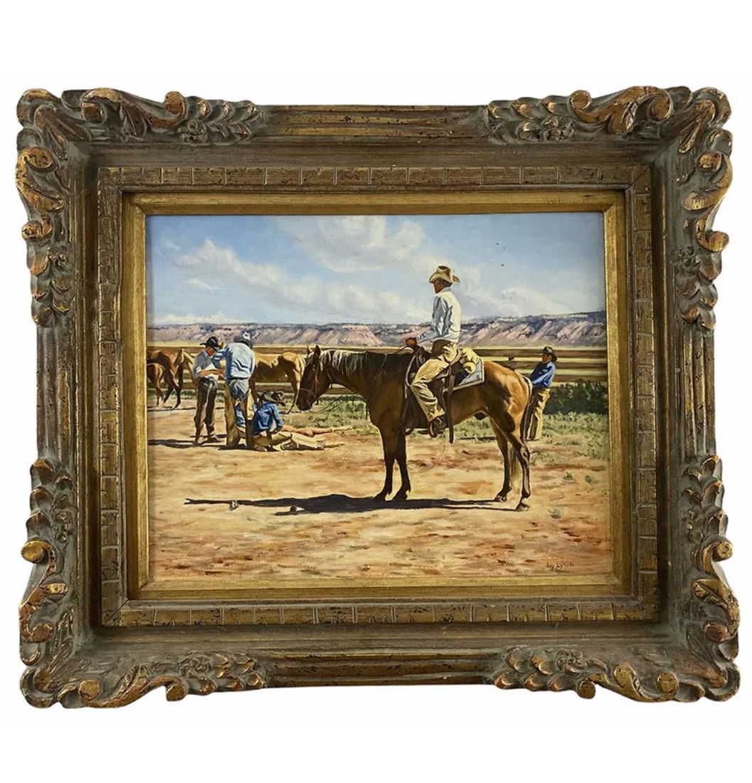 Western Oil Painting by Joy Lynch: Frame: 28 in X 25 in