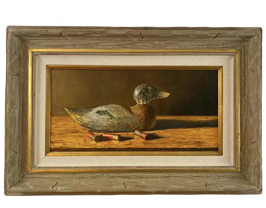 Duck Oil Painting by Walt Johnston: Frame: 35 L in X 23 in H -