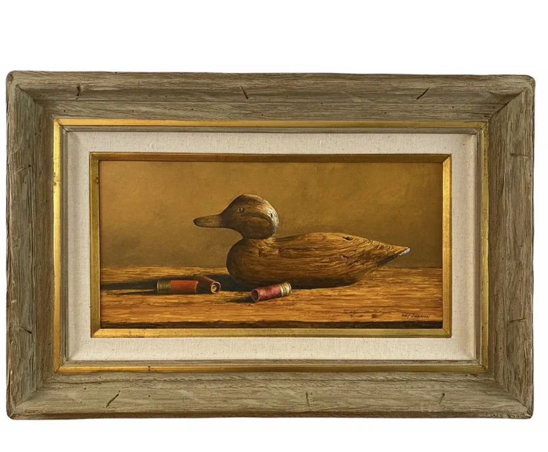 Duck Oil Painting by Walt Johnston: Frame: 35 L in X 23 in H -