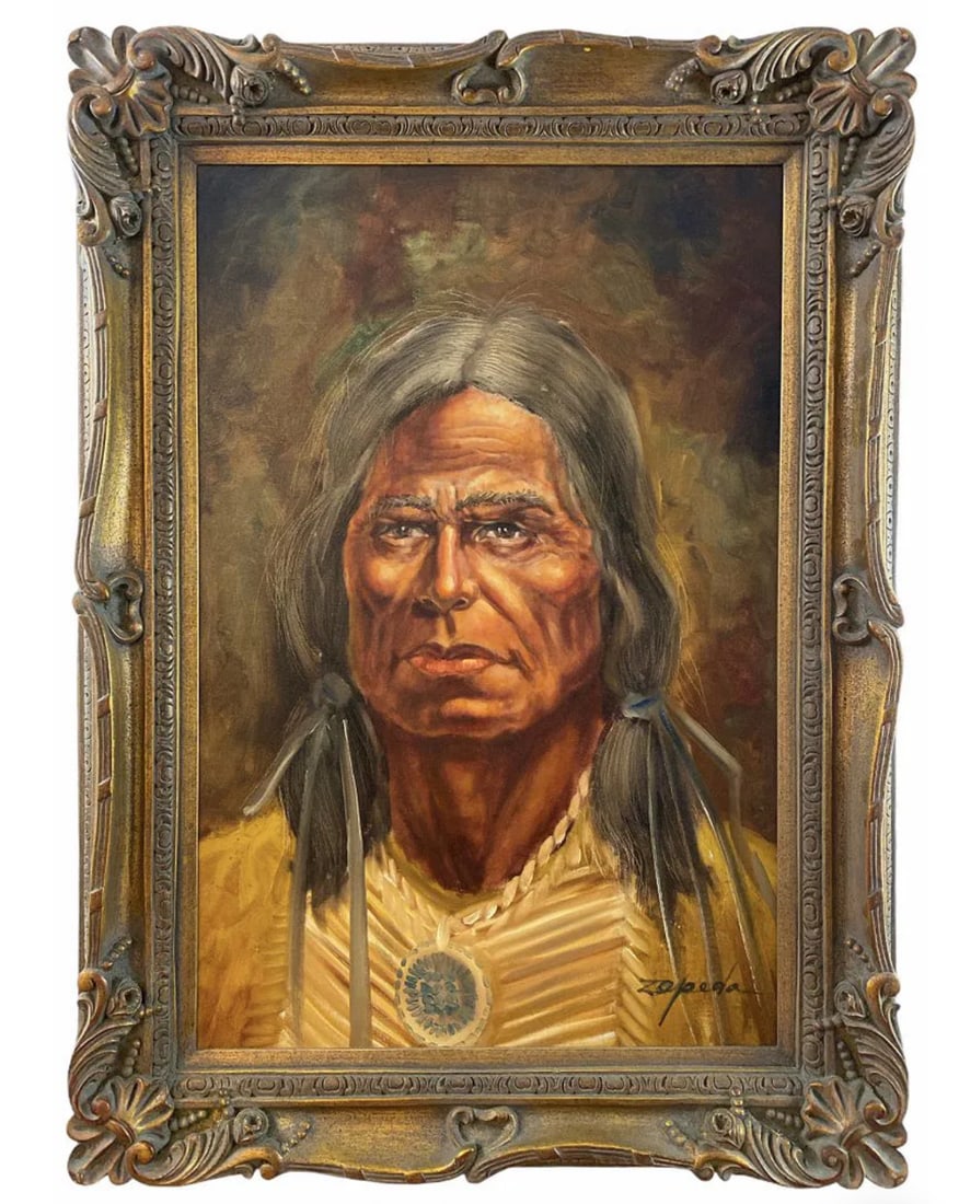American Indian Oil Painting by Zepeda: ize: 45 in x 33 in