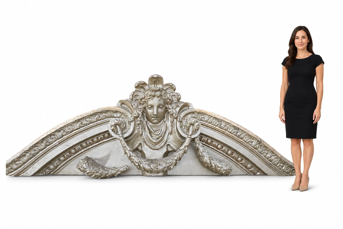 Monumental Ornate Architectural Doorway Pediment Wall Décor – 105 Inches Wide (1 of 3)