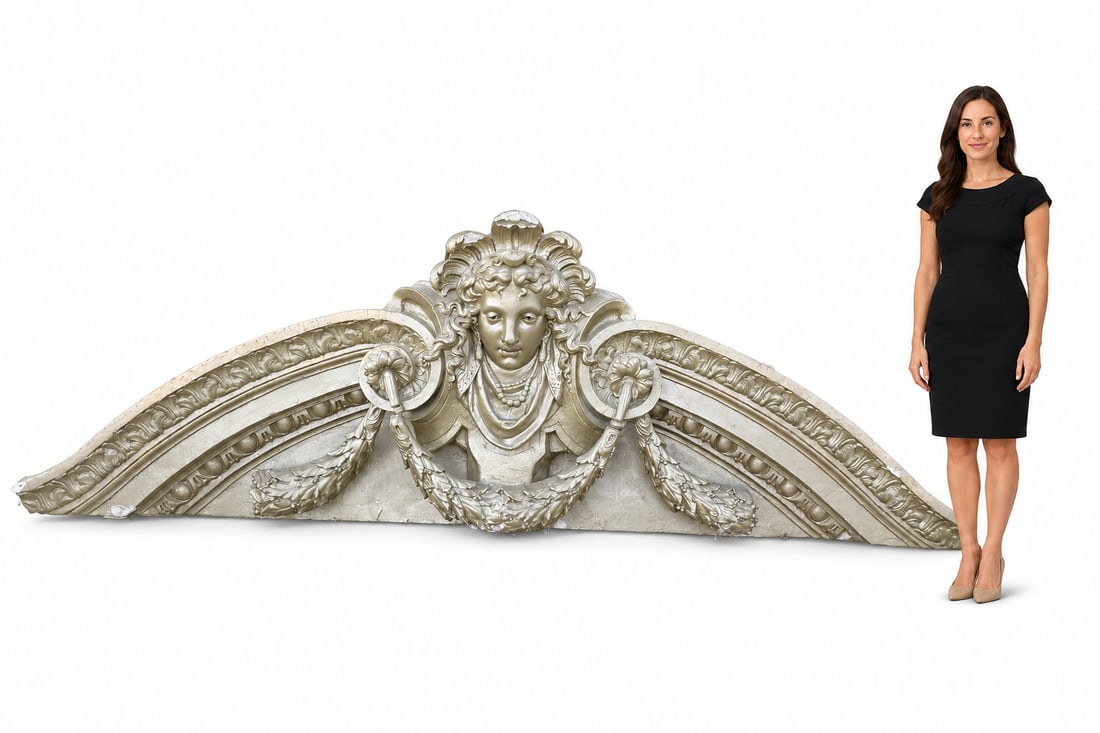 Monumental Ornate Architectural Doorway Pediment Wall Décor – 105 Inches Wide (1 of 3)