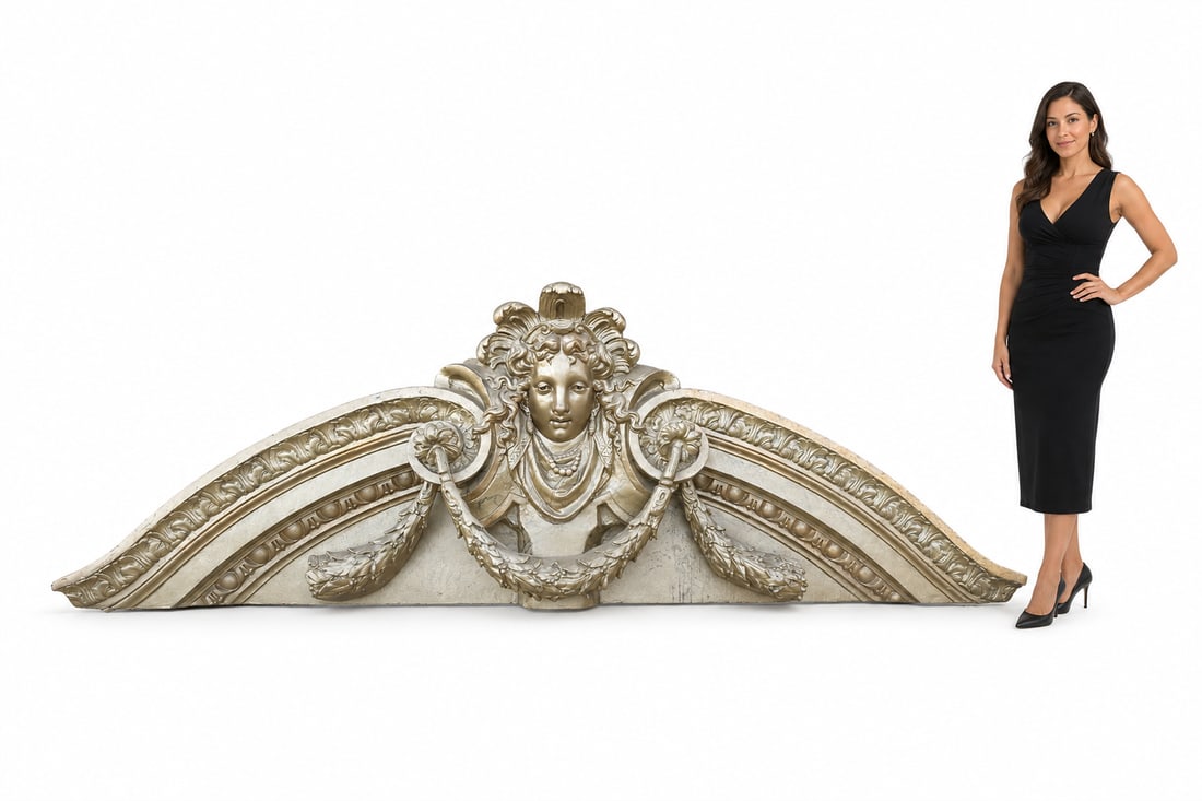 Monumental Ornate Architectural Doorway Pediment Wall Décor – 105 Inches Wide (1 of 3)