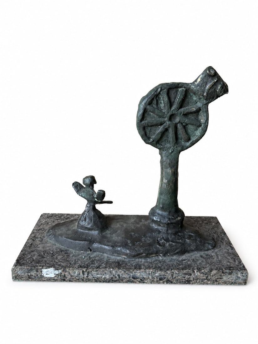 J. Miro Bronze Sculpture: Size: 10 in x 9 in x 4 in