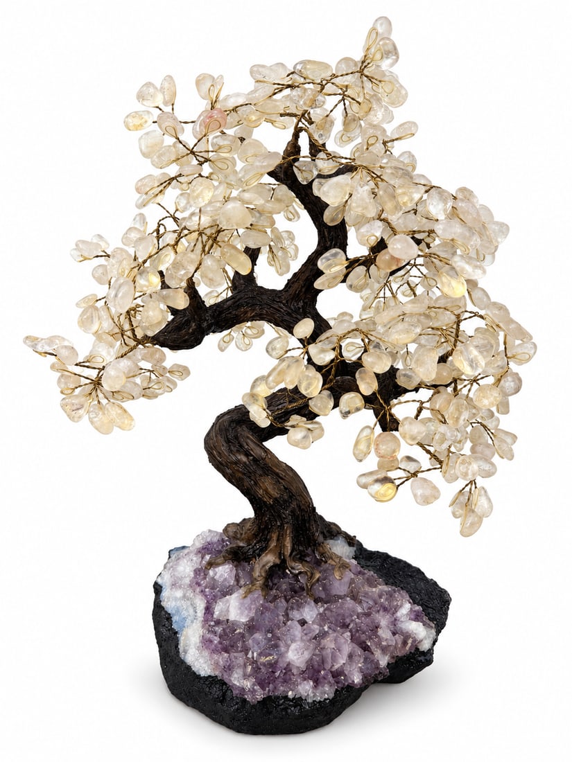 Clear Quartz Bonsai Gemstone Tree: Size: 23 inx 17” - 32 lbs