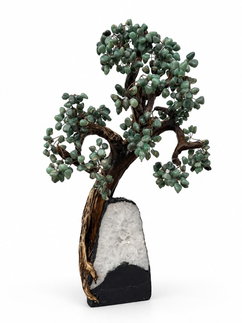 Green quartz bonsai gemstone Tree: Size: 35 in x 25 in