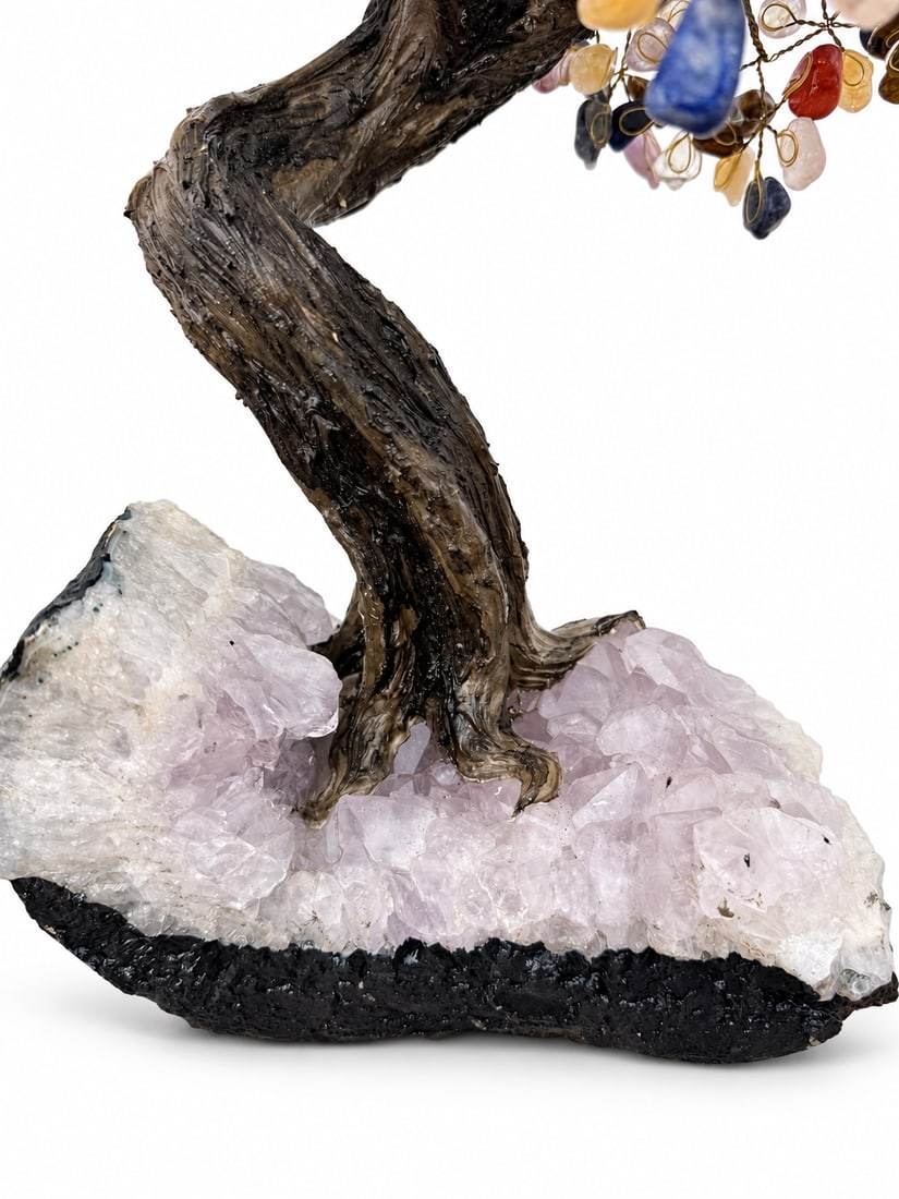 Chakra Gemstone Tree on Amethyst Rock - 3