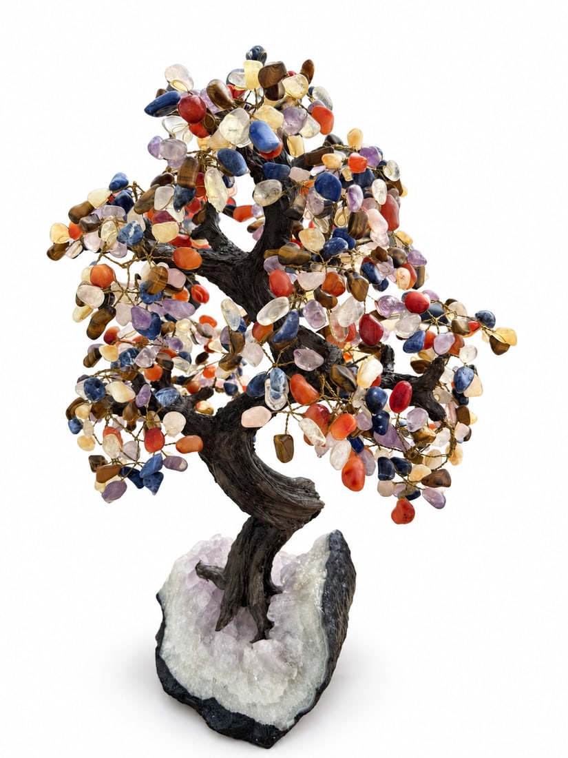 Chakra Gemstone Tree on Amethyst Rock - 5