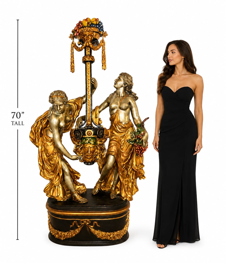 Monumental Bronze French Style Fountain Sculpture: Size in the first picture