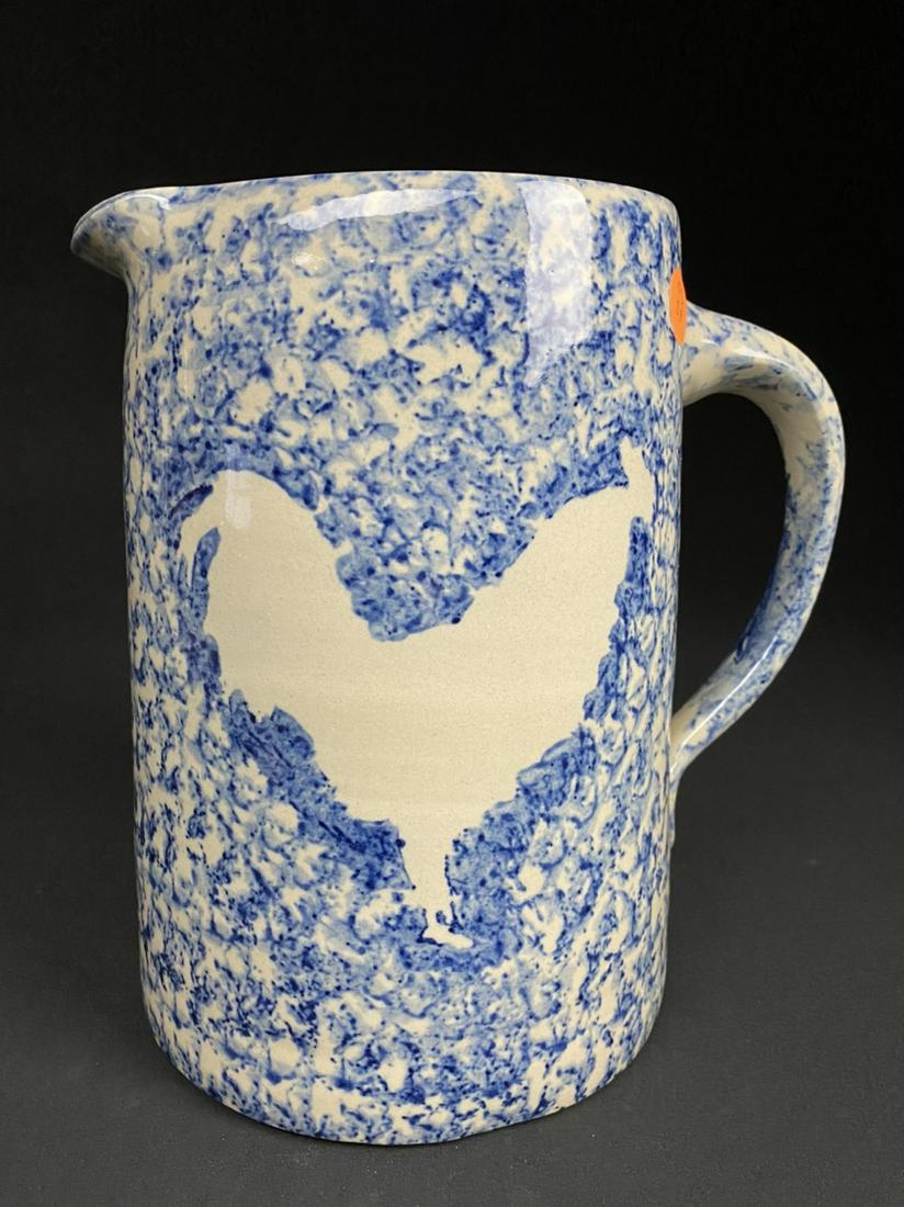 Marshall Pottery, Inc Blue Spongeware Pitcher: Marshall Pottery, Inc Blue Spongeware Pitcher