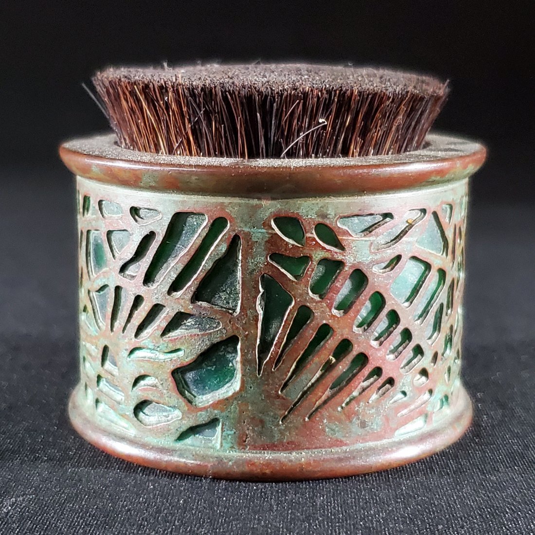 Tiffany Studios Pine Needle Brush Wipe: Antique Tiffany Studios pine needle pattern ink wipe.