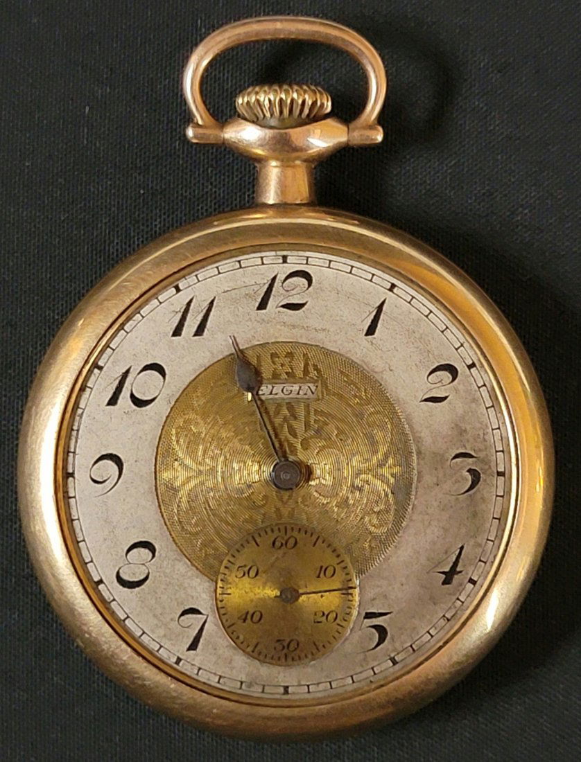 14kt Gold Filled Elgin Pocket Watch with Deuber backing (1 of 7)