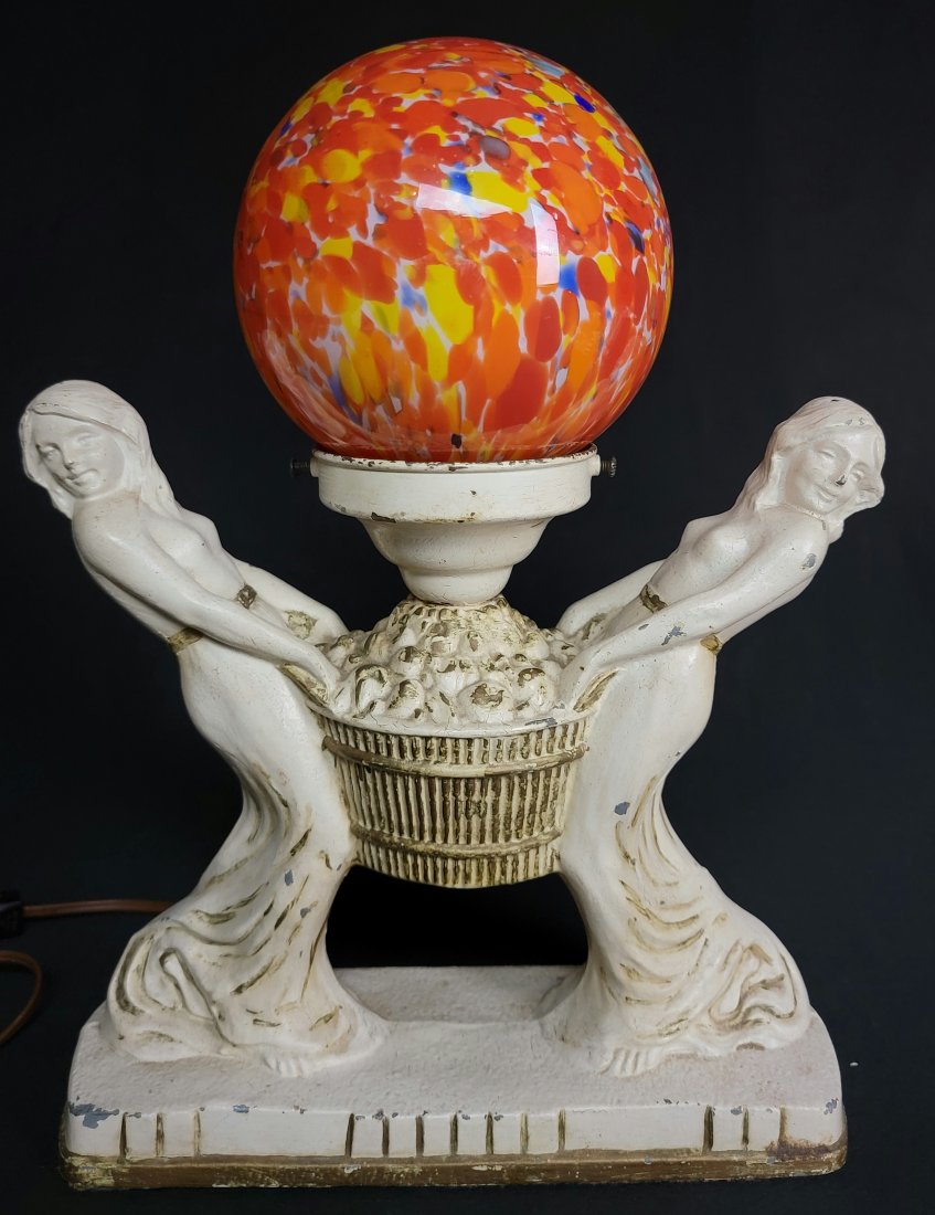Art Deco table Lamp -  End of days glass - C.1920 (1 of 6)
