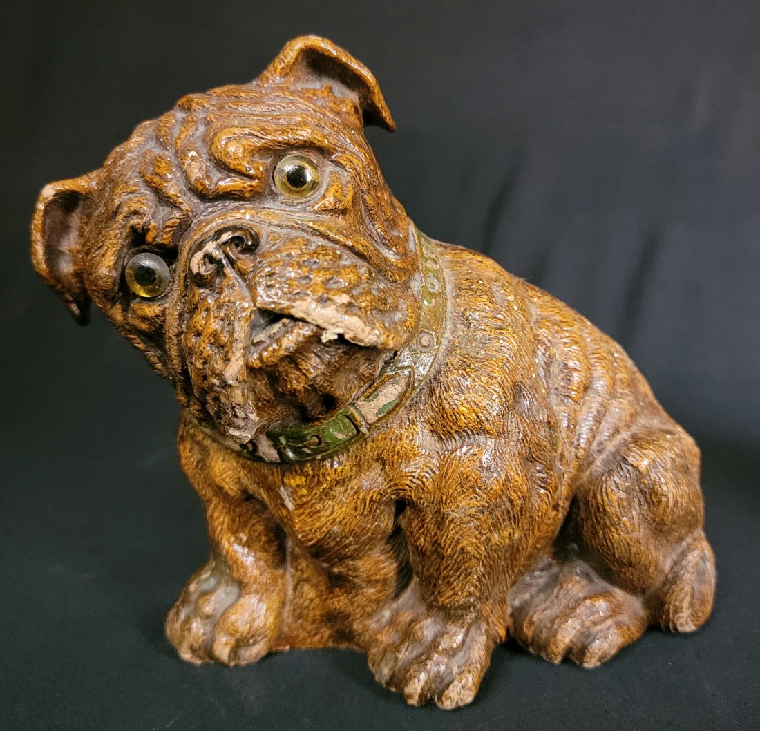 A very Rare Victorian Toy Dog: A Nineteenth Century, paper Mache pug in remarkably clean condition. Fine examples like this one often bring good prices at auction.