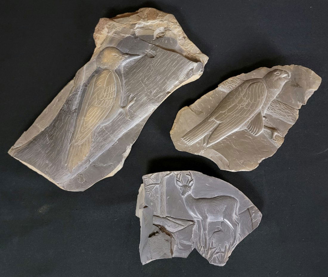 A set of 3 Hand Carved Slate Carvings of Birds (1 of 5)