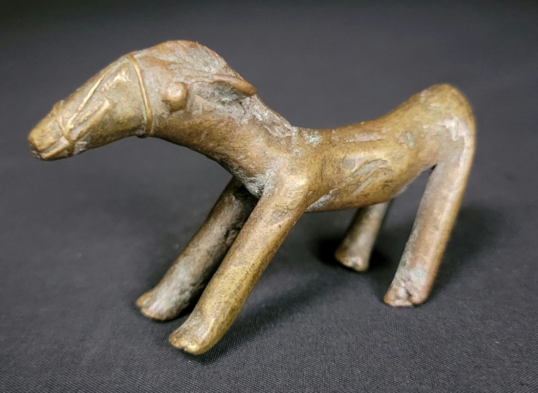 Early bronze horse? Camel?: Old cast sculpture of work animal, possibly ancient.