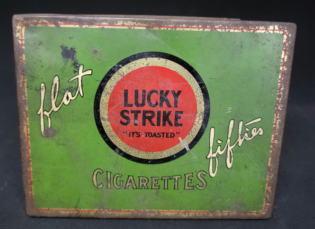 Pre-World War II Lucky Strike cigarette tin (1 of 8)