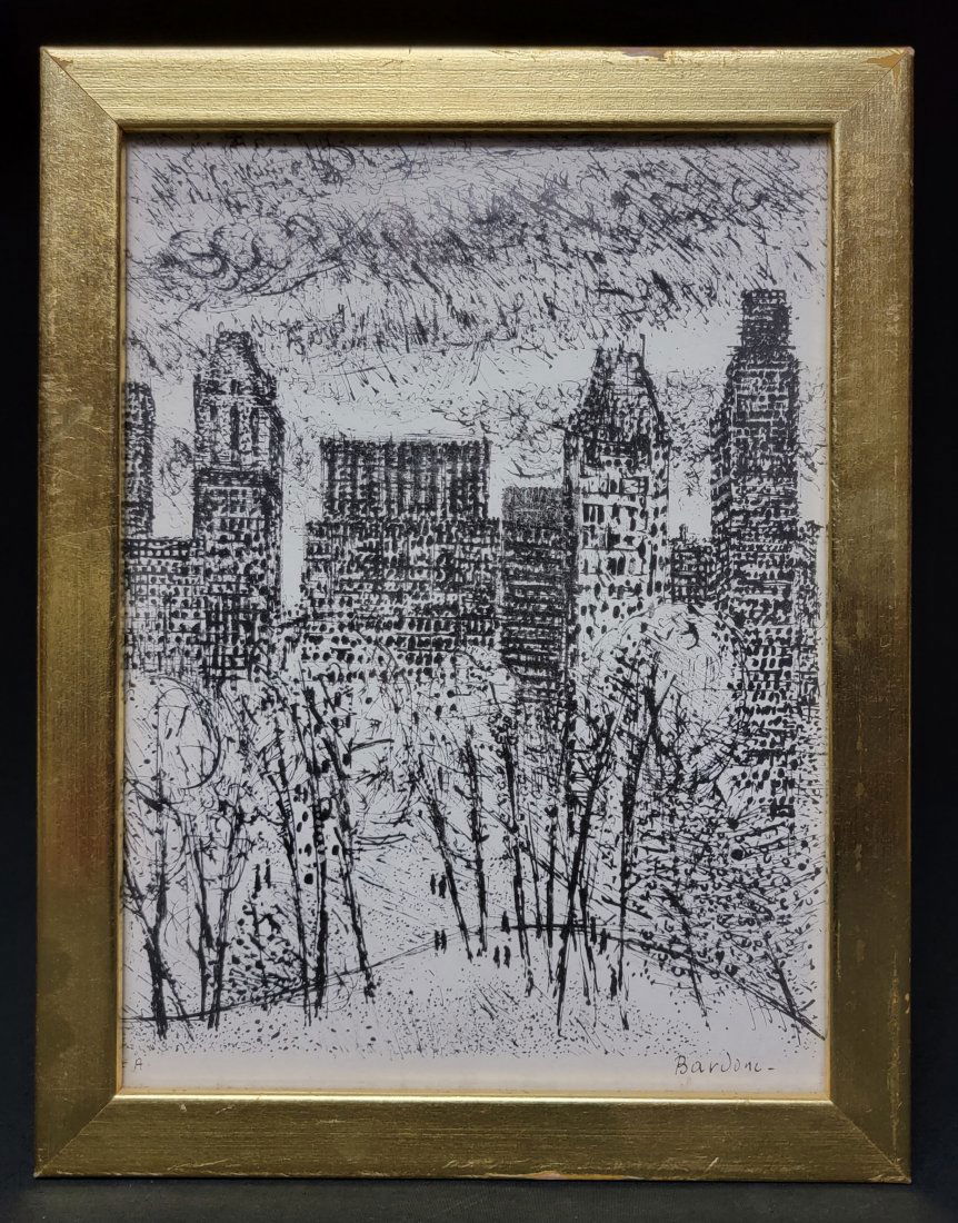 Ink on paper Attributed to Guy Bordone (1 of 5)