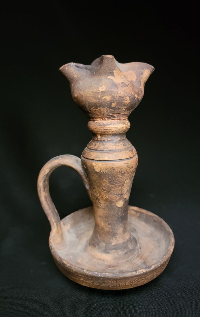 19th Century Signed Earthenware Oil Lamp C.1814 (1 of 13)